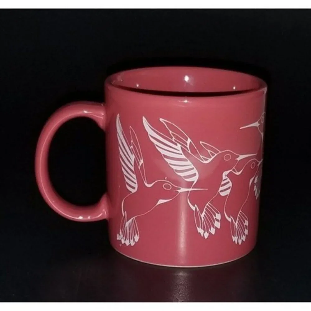 Hummingbirds Pink White Mug Coffee Cup Designs USA